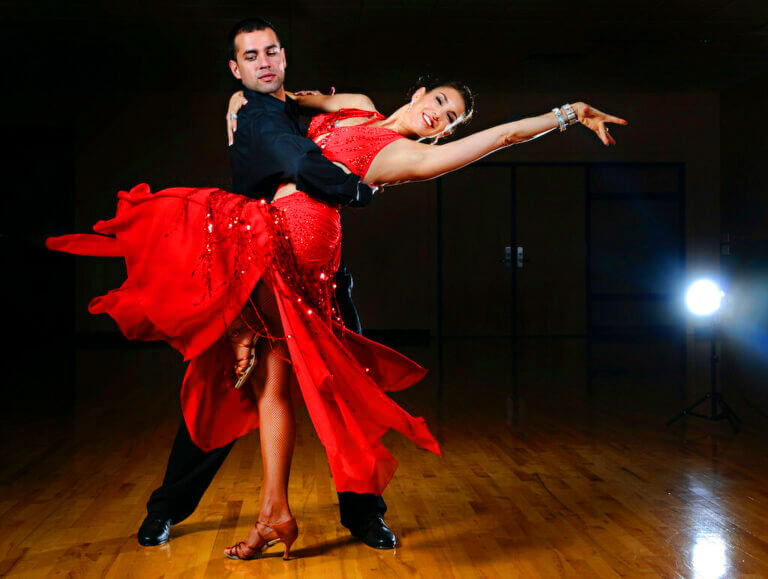 Argentina tango dance couple stage performance dramatic pose